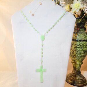 ✝️Glow in The Dark Light Green Long Catholic Praying Rosary Beads Holy Religious